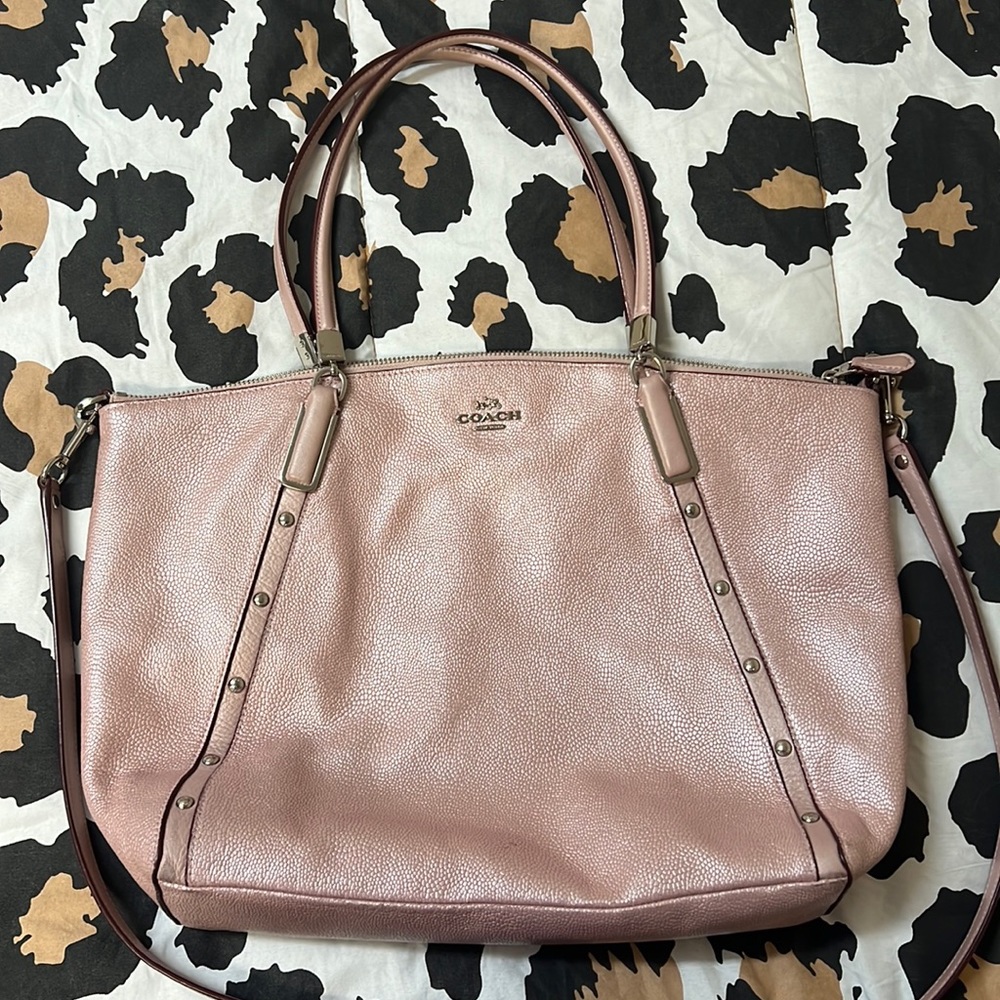 Rose gold coach bag